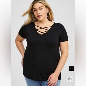 Torrid Super Soft V-Neck Strappy Tee